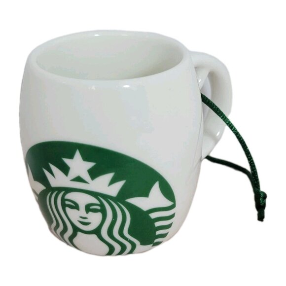 Starbucks 2010 Mini Demitasse Coffee Cup Mug 3 oz Green Siren Mermaid Ornament - Picture 4 of 6